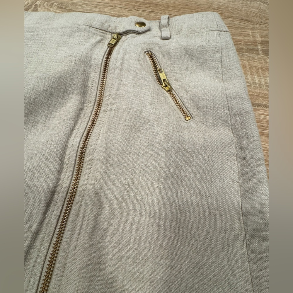 J. Crew Light Gray Mini Skirt with Gold Zipper - Picture 3 of 11